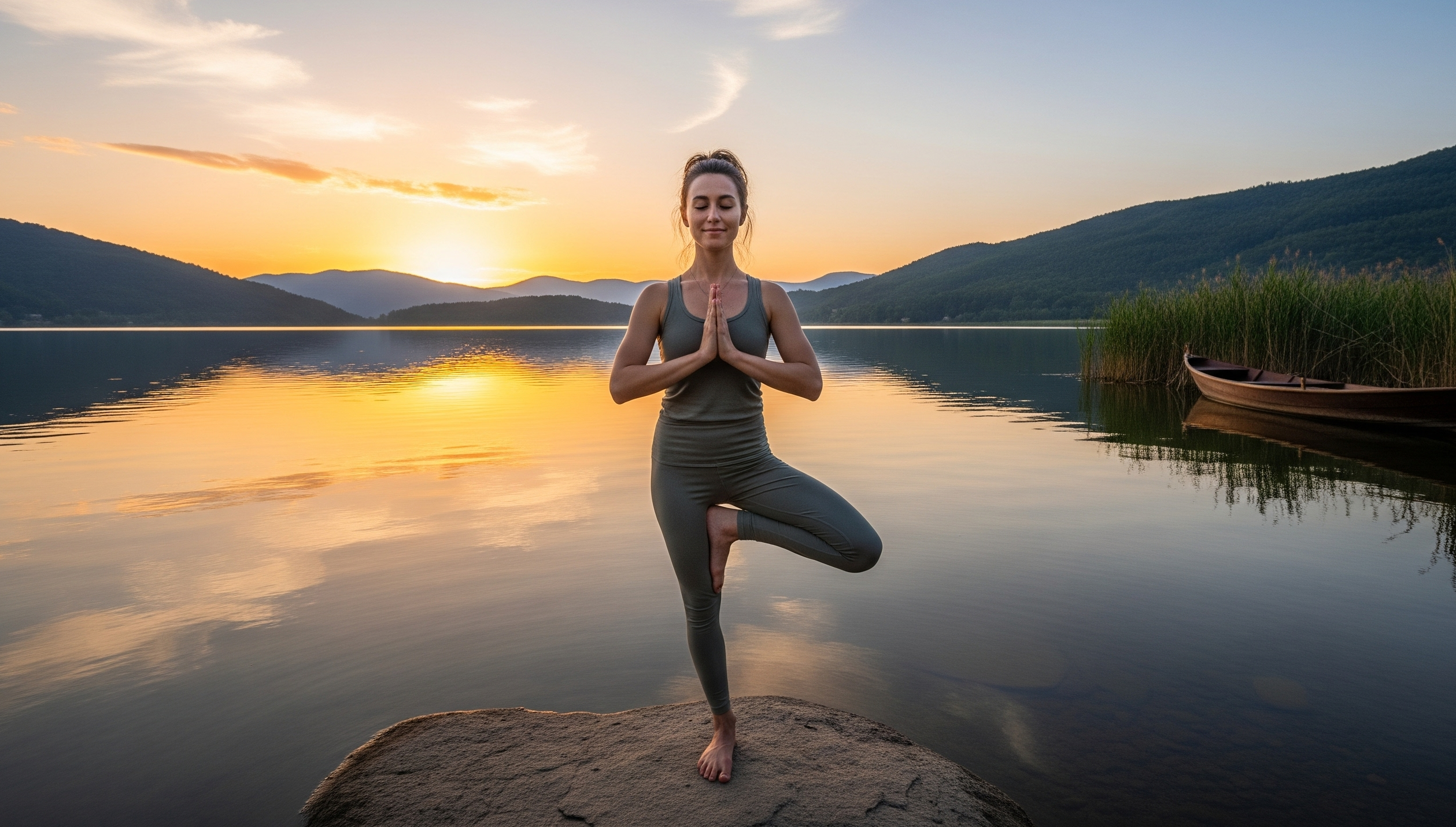 A serene yoga class with multiple people practicing on mats, demonstrating the peaceful atmosphere of YogiFi Yoga Studio.